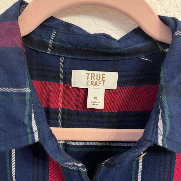 True Craft Womens Plaid Shirt XL Flannel Tartan Lightweight Modal Blend Granola - Picture 4 of 12